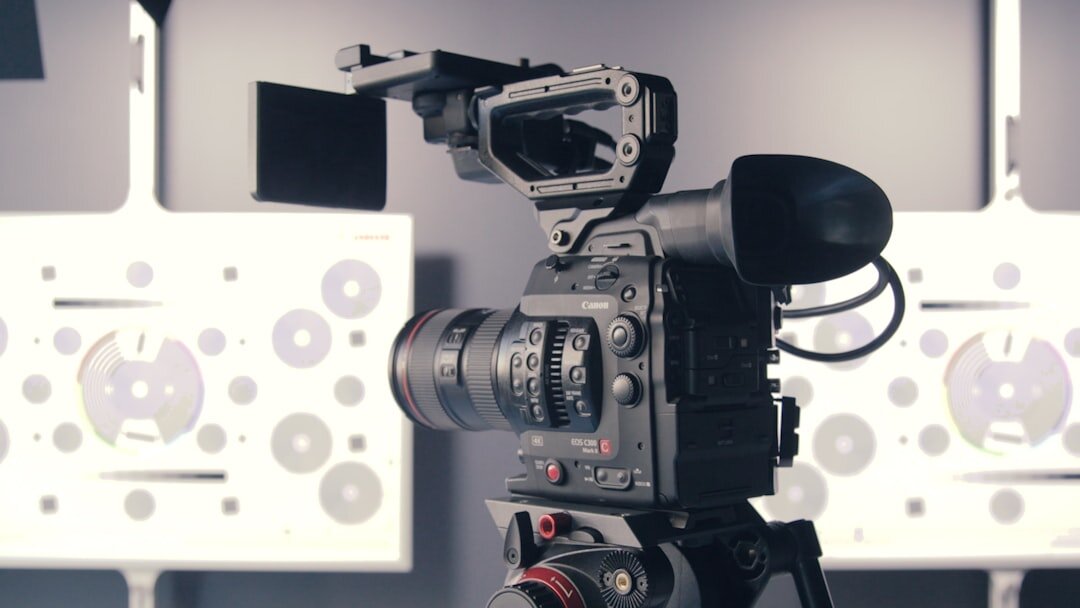 Professional live broadcast studio with equipment and cameras