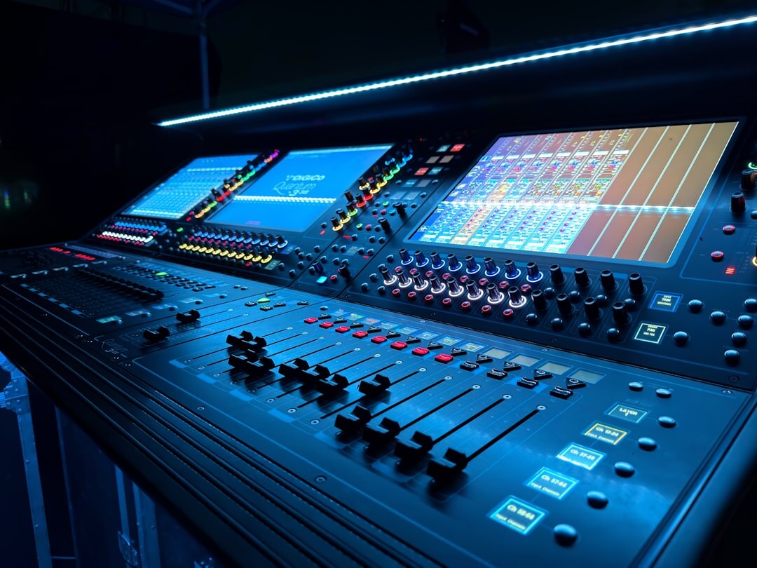 Modern broadcast studio interior with cameras and lighting